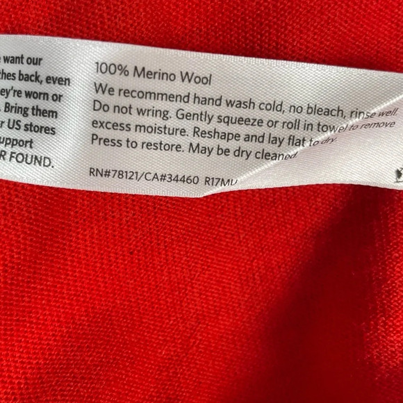 Eileen Fisher Sweater Women's XL Red Asymmetrical Merino Wool Drapey Cowl Casual - Picture 12 of 14